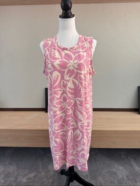 Natural Reflections Pink & Cream Floral Midi Shift Dress - EUC
